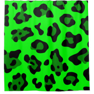 acid green leopard shower curtain