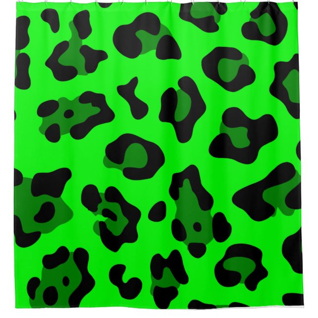 acid green leopard shower curtain (Front)