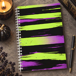 Acid Green Purple Paint Drip Grunge Notebook