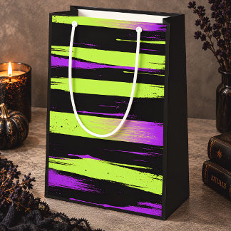 Acid Green Purple Paint Drip Grunge Small Gift Bag