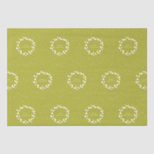 Acid Green + White Merry Christmas Holly Wreath Tissue Paper