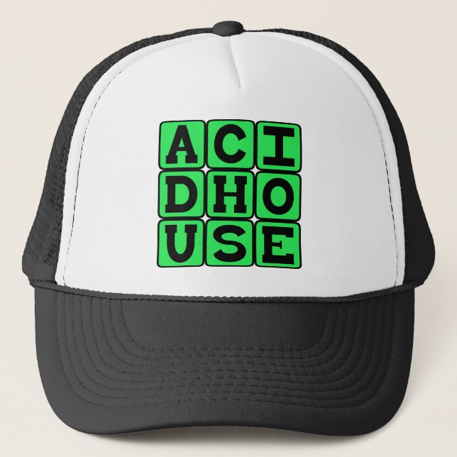 Acid House, Music Genre Trucker Hat (Front)
