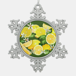 Acid Lemons from Calabria Snowflake Pewter Christmas Ornament