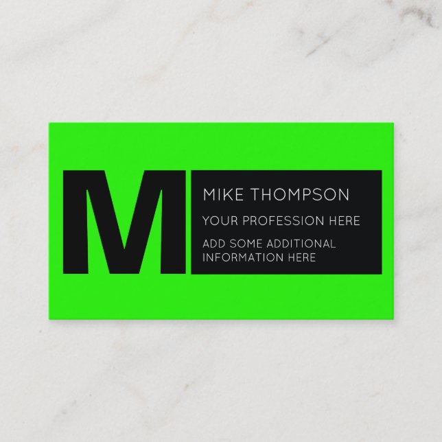 acid neon green colour, modern business card (Front)