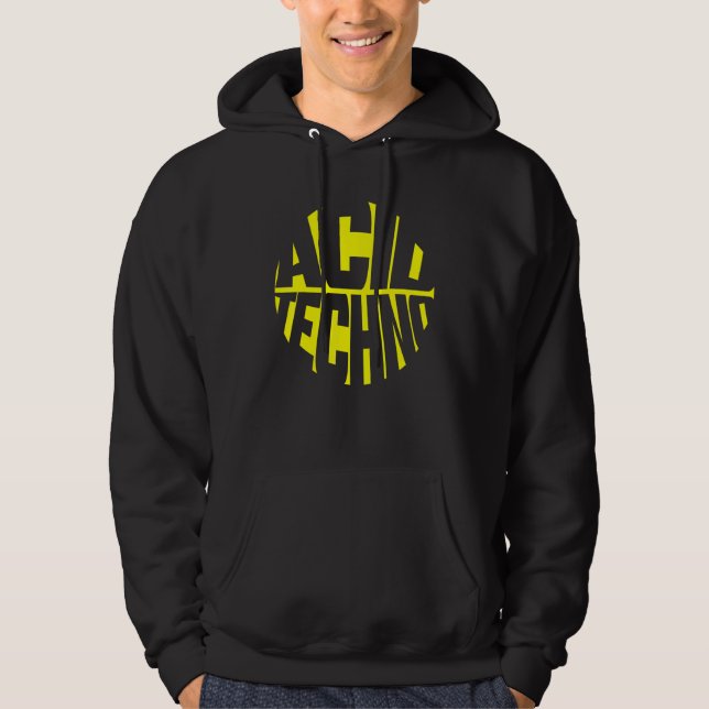 Acid Techno Circle Rave DJ 303 Festival Electronic Hoodie (Front)