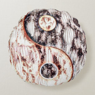 Acid Trip Yin Yang Artisan Round Cushion