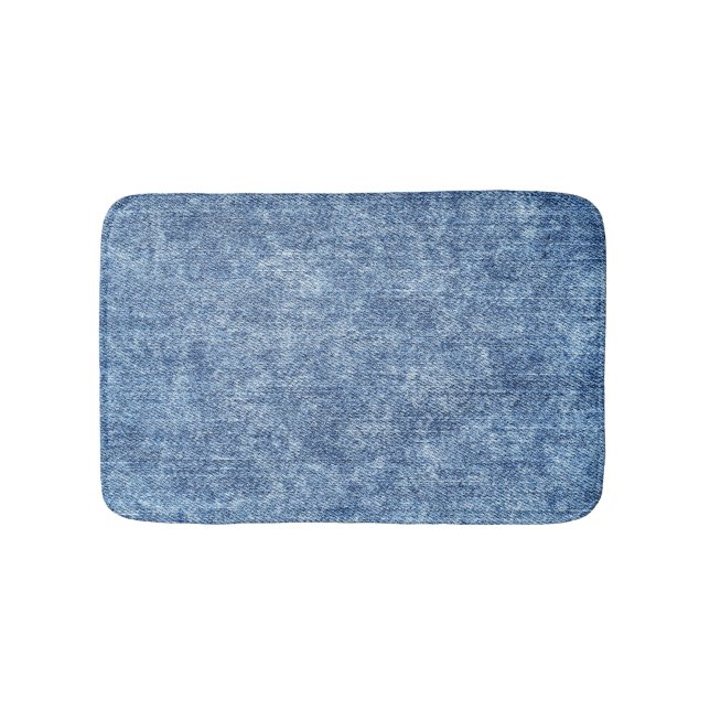 Acid wash blue denim, close-up texture. bath mat (Front)