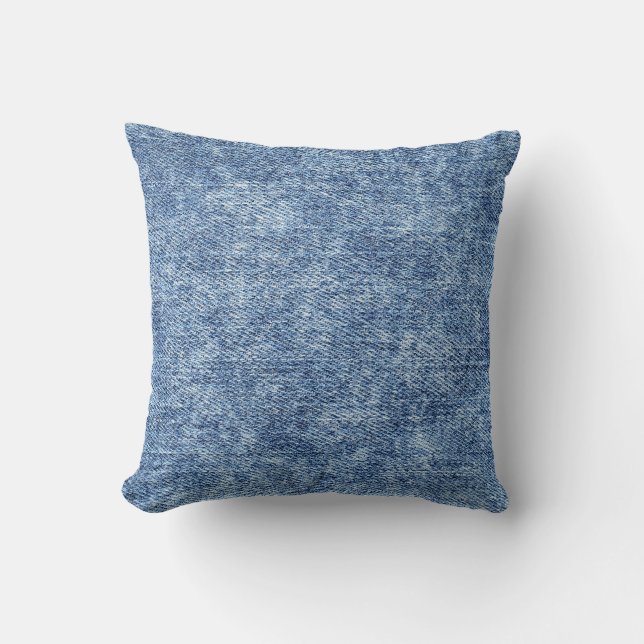 Acid wash blue denim, close-up texture. cushion (Front)