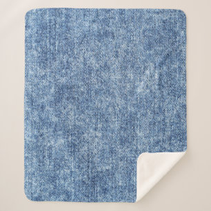 Acid wash blue denim, close-up texture. sherpa blanket