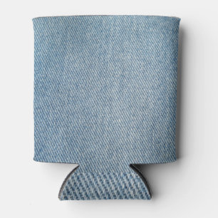 Acid wash blue jeans, denim texture. can cooler