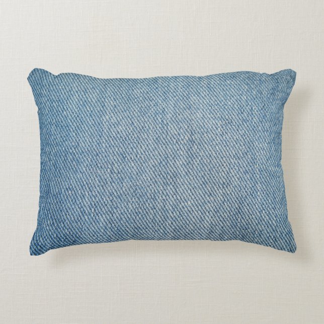 Acid wash blue jeans, denim texture. decorative cushion (Front)