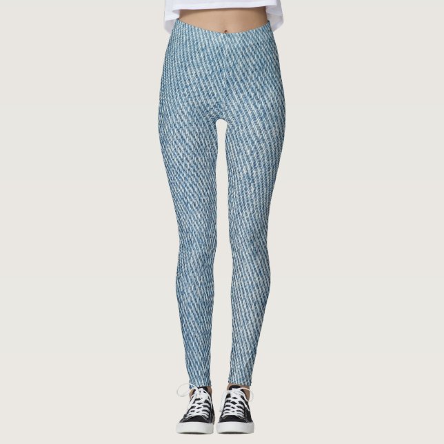 Acid wash blue jeans, denim texture. leggings (Front)