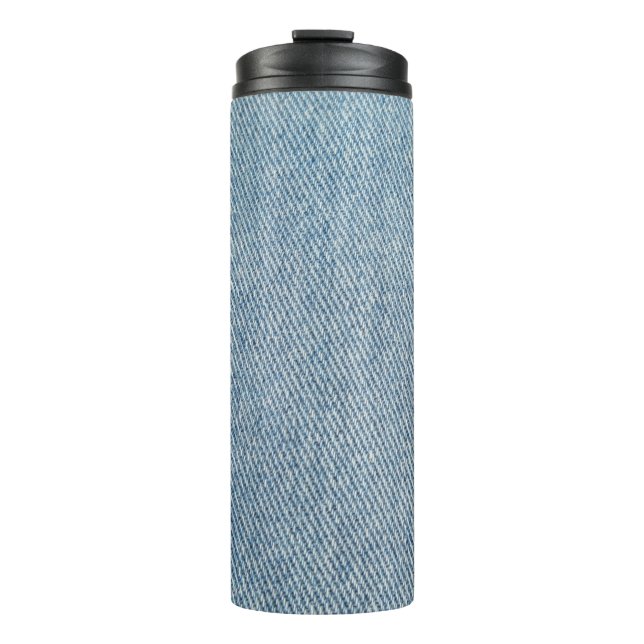 Acid wash blue jeans, denim texture. thermal tumbler (Front)