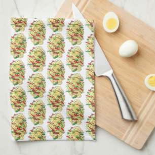 Ackee and Saltfish Cod Jamaican Caribbean Food Tea Towel