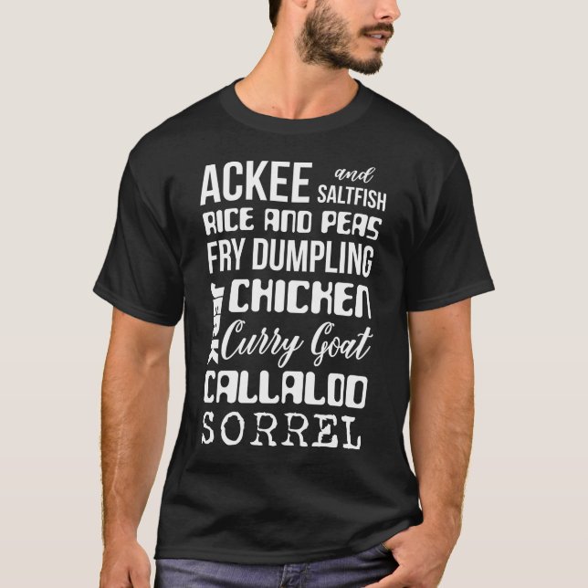 Ackee And Saltfish Rice And Peas Fry Dumpling T-Shirt (Front)