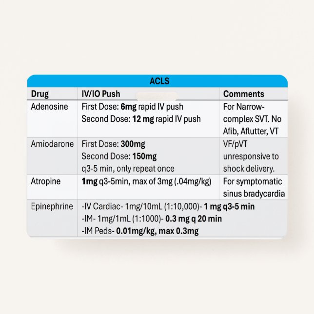 ACLS/RSI/Sedation Badge for ED Nurse ID Badge (Front)