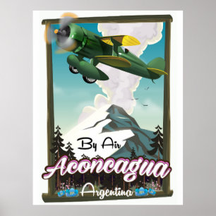 Aconcagua -Argentina vintage flight poster print.