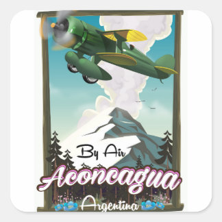 Aconcagua -Argentina vintage flight poster print. Square Sticker