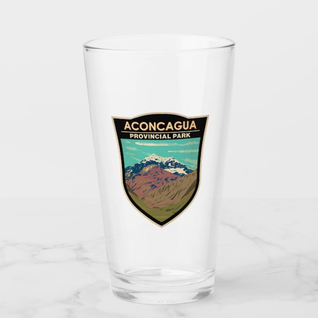 Aconcagua Provincial Park Argentina Travel Vintage Glass (Front)