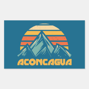 Aconcagua Retro Turquoise Rectangular Sticker