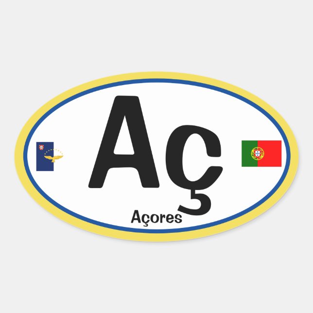 Acores (Azores) Euro-style Oval Sticker (Front)