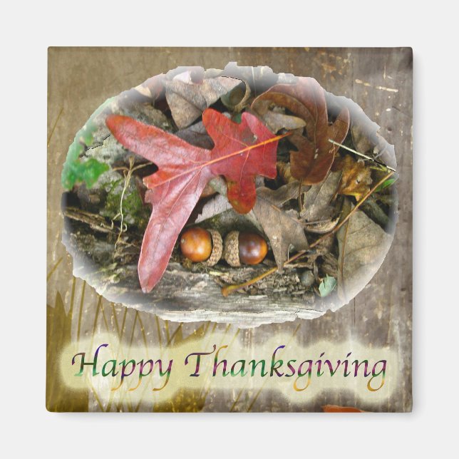 Acorn and Oak Leaf Thanksgiving Magnet (Front)