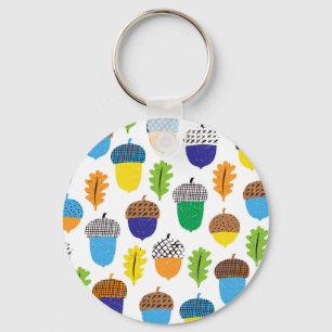 Acorn Autumn: Vintage Leafy Pattern. Key Ring