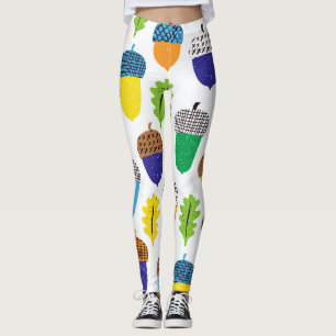 Acorn Autumn: Vintage Leafy Pattern. Leggings