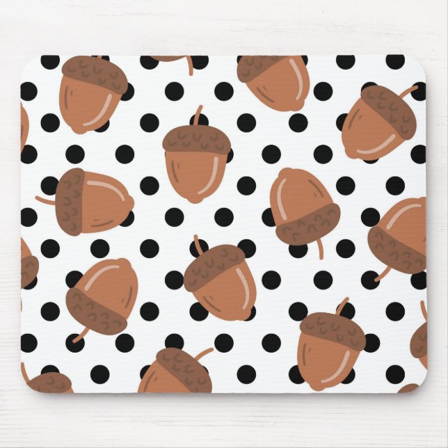 Acorn Black Dots Autumn Y2K Pattern  Mouse Mat (Front)