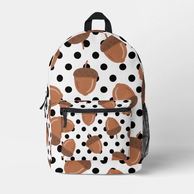 Acorn Black Dots Autumn Y2K Pattern  Printed Backpack (Front)