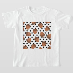 Acorn Black Dots Autumn Y2K Pattern  T-Shirt