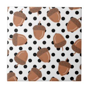 Acorn Black Dots Autumn Y2K Pattern Tile