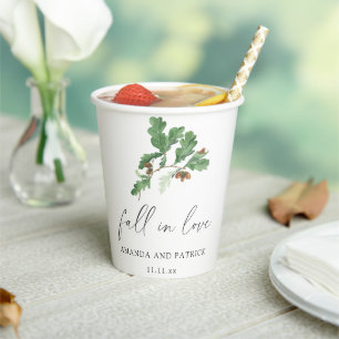Acorn branch wedding party paper cups