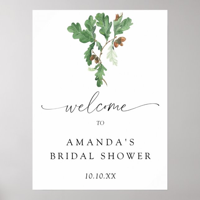 Acorn branch welcome bridal shower party poster