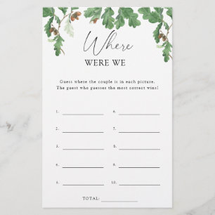 Acorn branch - Where were we bridal shower game