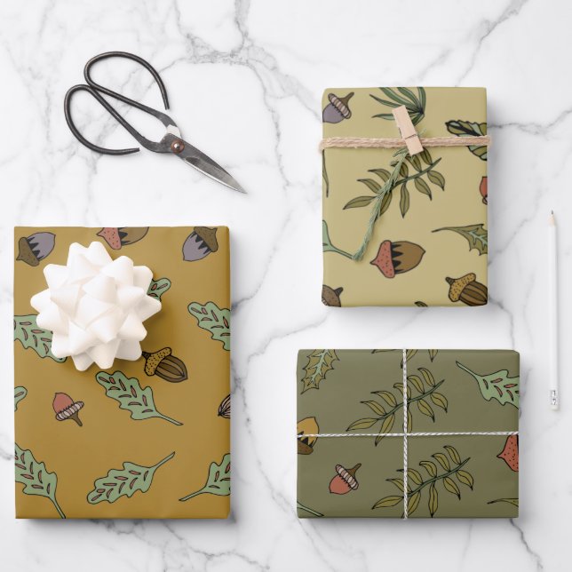 Acorn Bundle Wrapping Paper Sheet (Front)