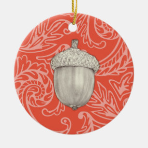 Acorn Drawing to Represent Strength and Patience Ceramic Tree Decoration