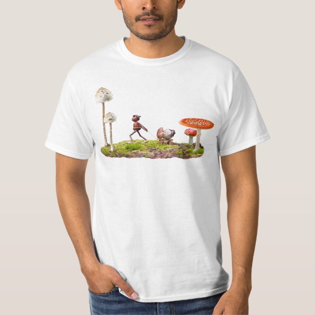 Acorn elf ïn the woods with mushroom T-Shirt (Front)