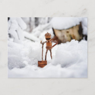 Acorn elf on a snow - winter postcard