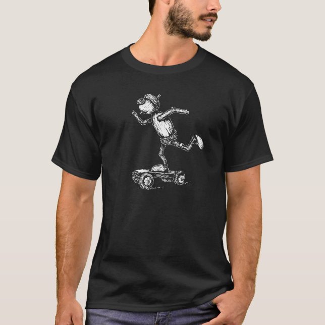 Acorn elf on the skateboard T-Shirt (Front)