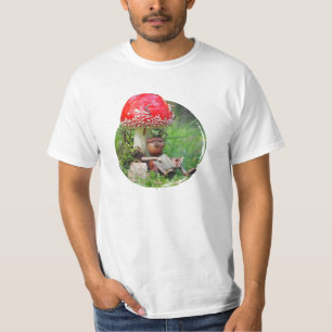 Acorn elf reading a book in the woods T-Shirt
