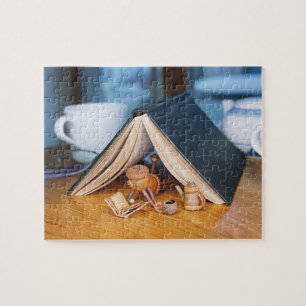 Acorn elf reading a book jigsaw puzzle