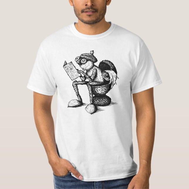 Acorn elf resting on the toilet and reading  T-Shirt (Front)