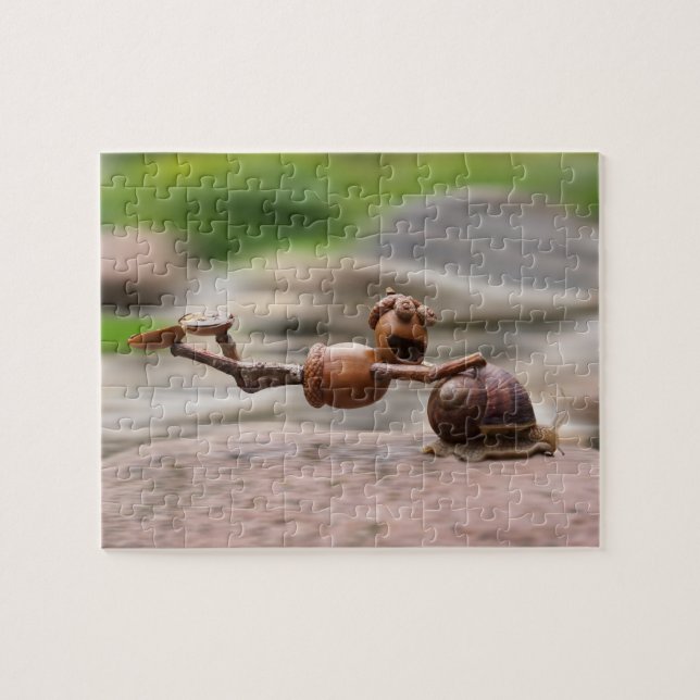 Acorn elf rider on the snail jigsaw puzzle (Horizontal)