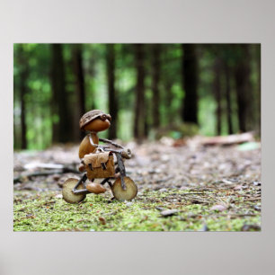 Acorn elf riding the bike to the office poster