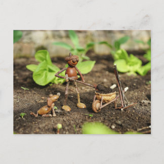 Acorn elf spring gardener postcard