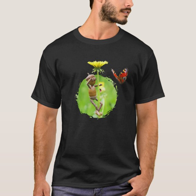 Acorn elf with a butterfly on a dandelion T-Shirt (Front)
