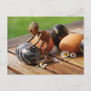 Acorn elf with Easter eggs Easter Postcard