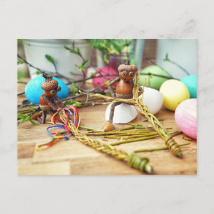 Acorn elf with Easter stick Easter Postcard