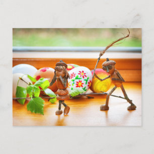 Acorn elf with Easter stick Easter Postcard